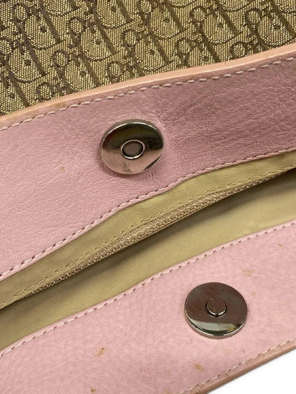 DIOR/ChristianDior Street Chic Beige Dark Brown Light Pink Jacquard Leather - Picture 11 of 15